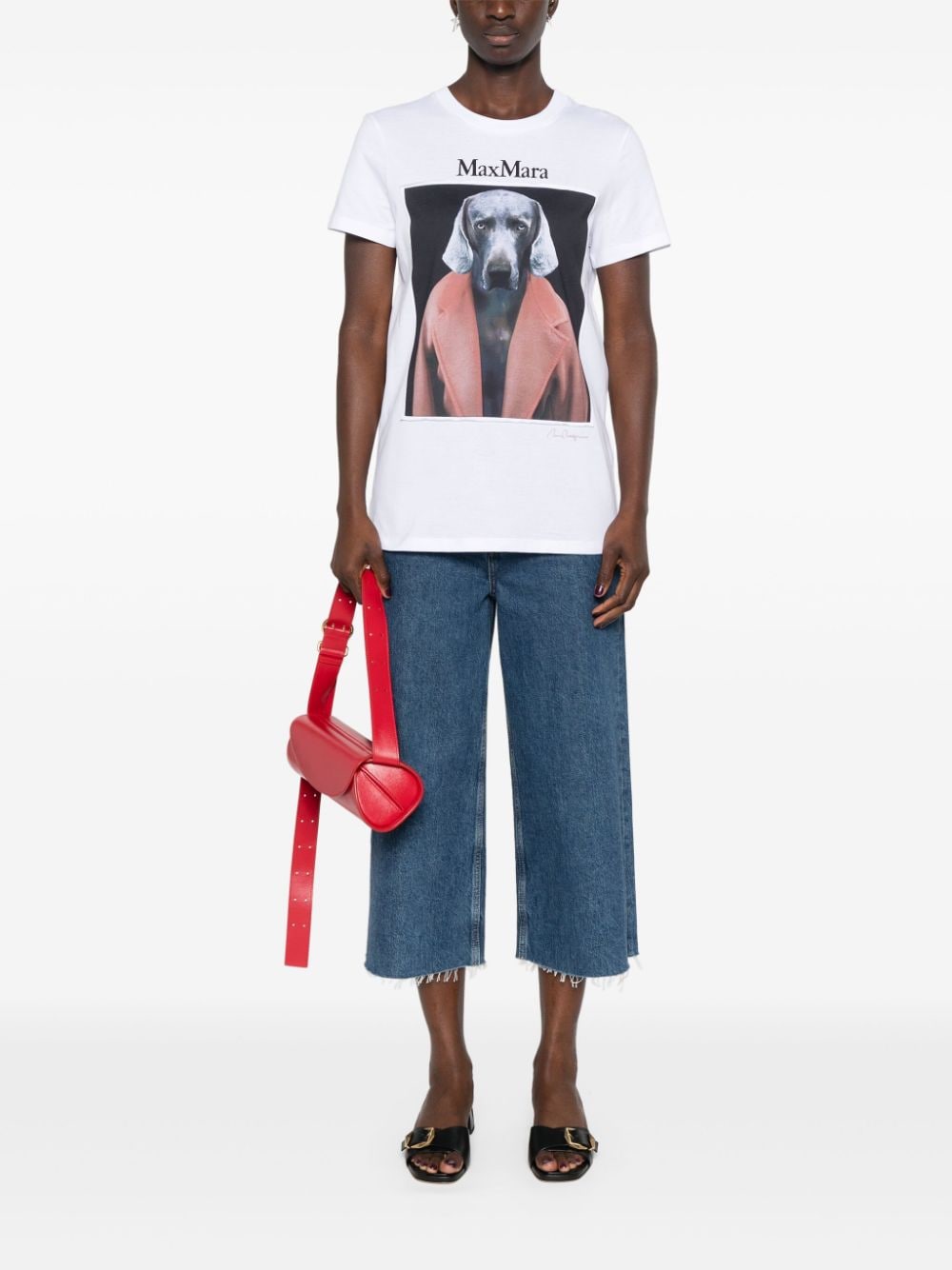 Max Mara Cipria T-shirt met hondenprint - Wit