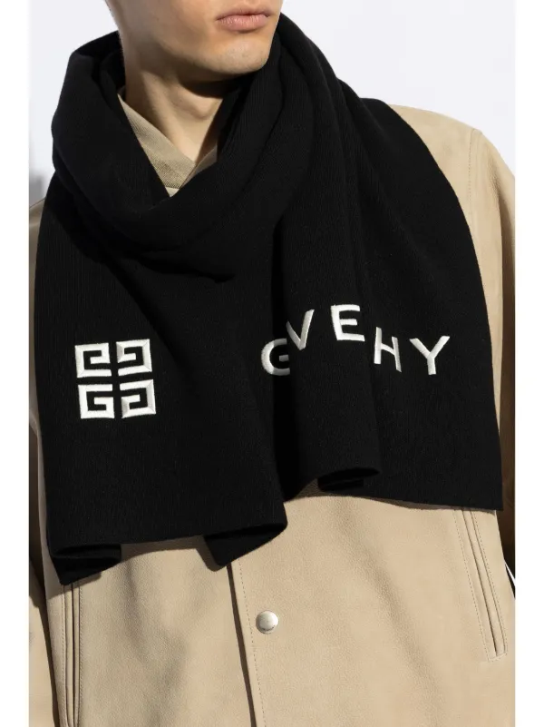 Givenchy logo-embroidered wool-cashmere Scarf | Black