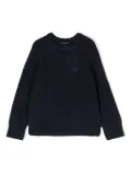 Emporio Armani Kids logo-embroidered chunky-knit jumper - Blue