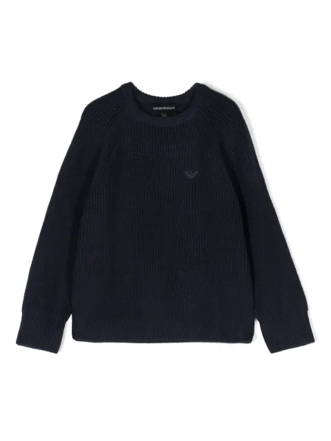 Emporio Armani Kids logo-embroidered chunky-knit jumper