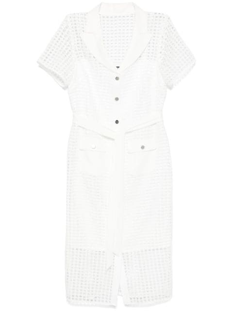 grid-pattern midi dress