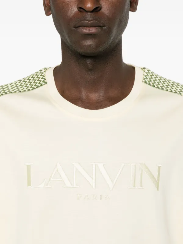 ランバン ロゴ刺繍Tシャツ アイボリー Lanvin logo-embroidered Cotton T-shirt | Yellow | FARFETCH