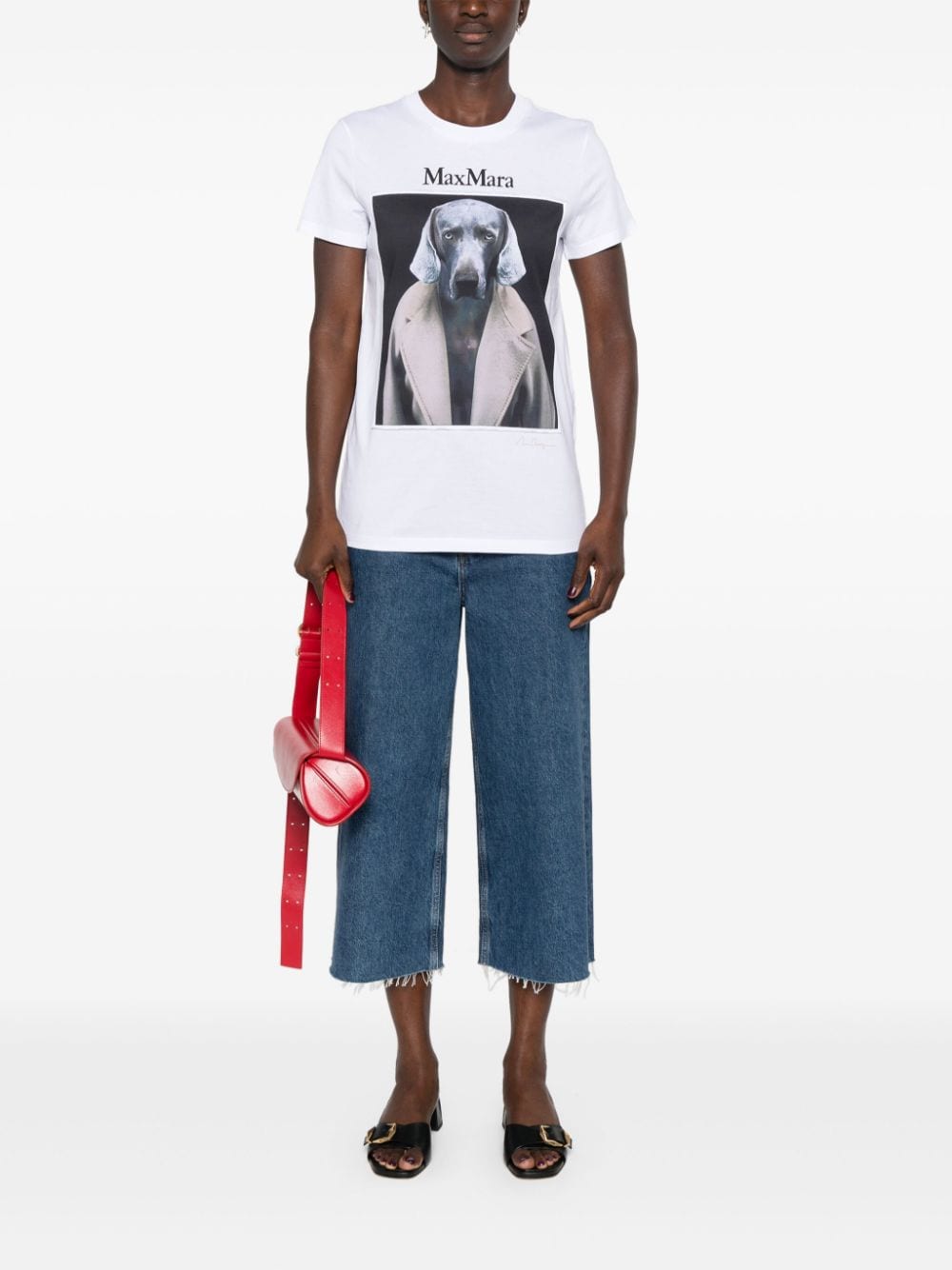 Shop Max Mara Cipria Dog-print T-shirt In White