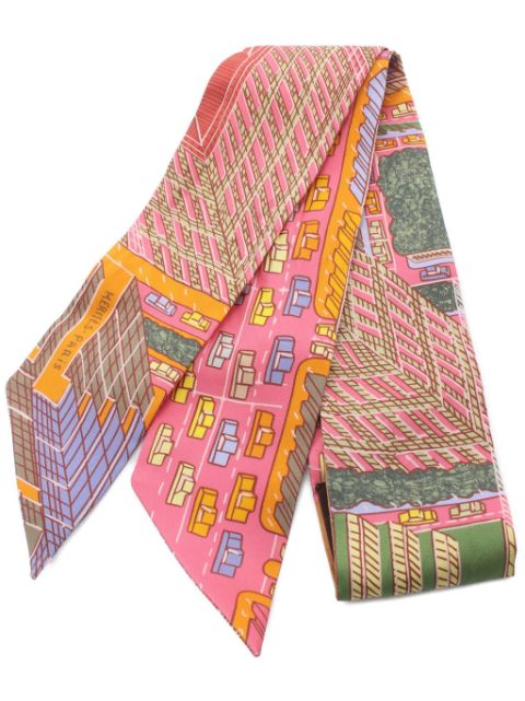 Hermes 2000s Twilly Pantin City silk scarf Women