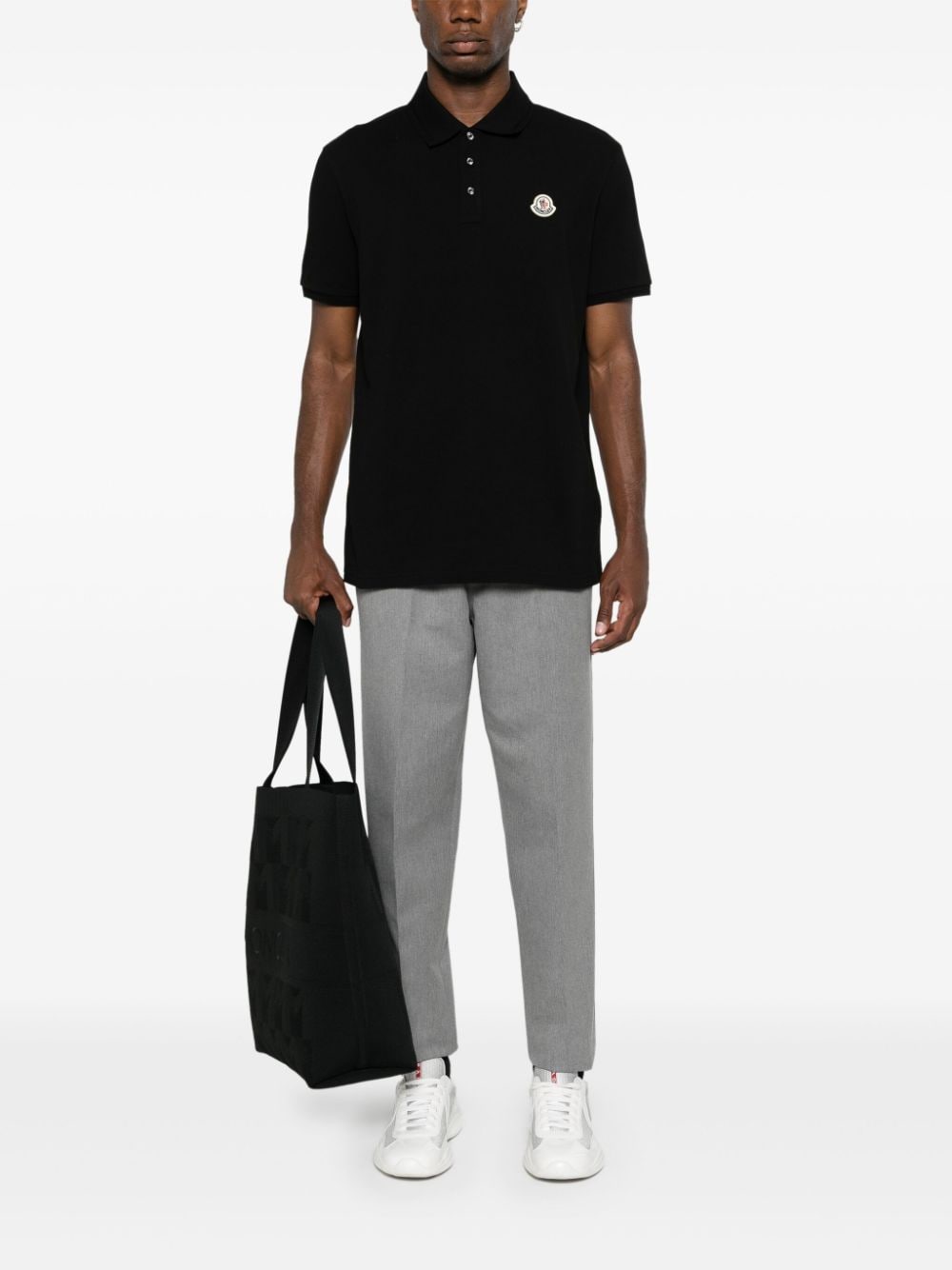 Moncler Piqué poloshirt met logo-applicatie - Zwart