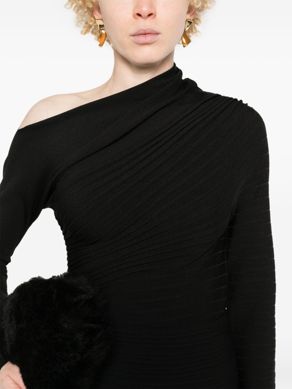 Shop Philosophy Di Lorenzo Serafini Asymmetric Plissé Jumper In Black