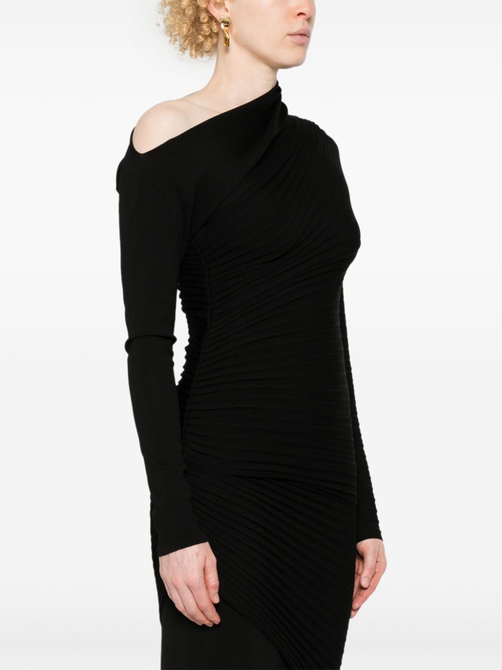 Shop Philosophy Di Lorenzo Serafini Asymmetric Plissé Jumper In Black