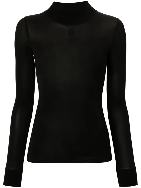 Courrèges Logo-patch Roll-neck Top in Black