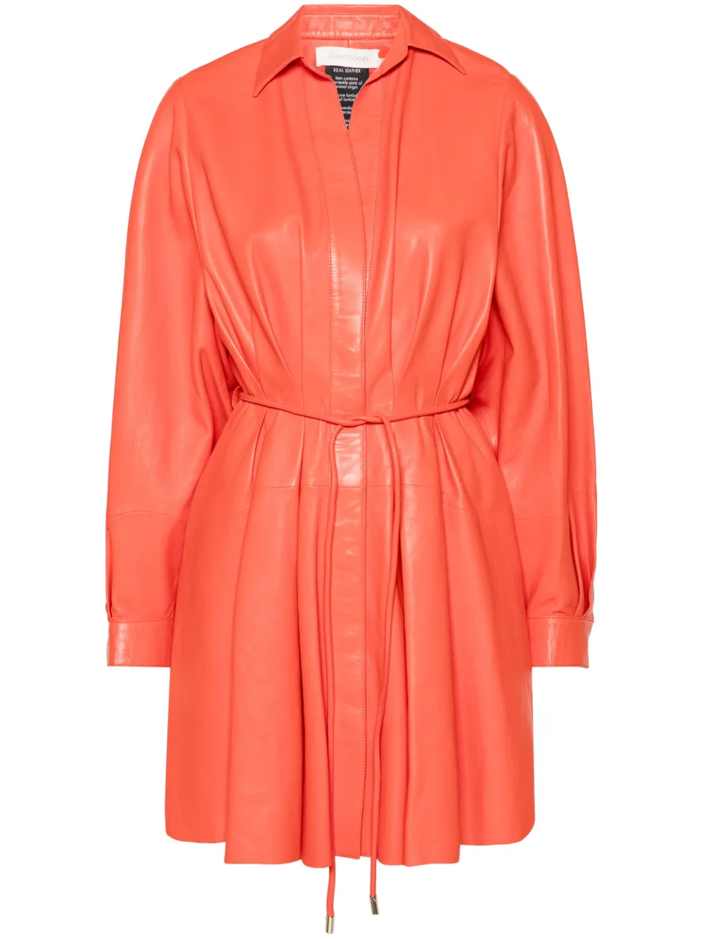 ZIMMERMANN Tranquility leren mini-jurk Rood