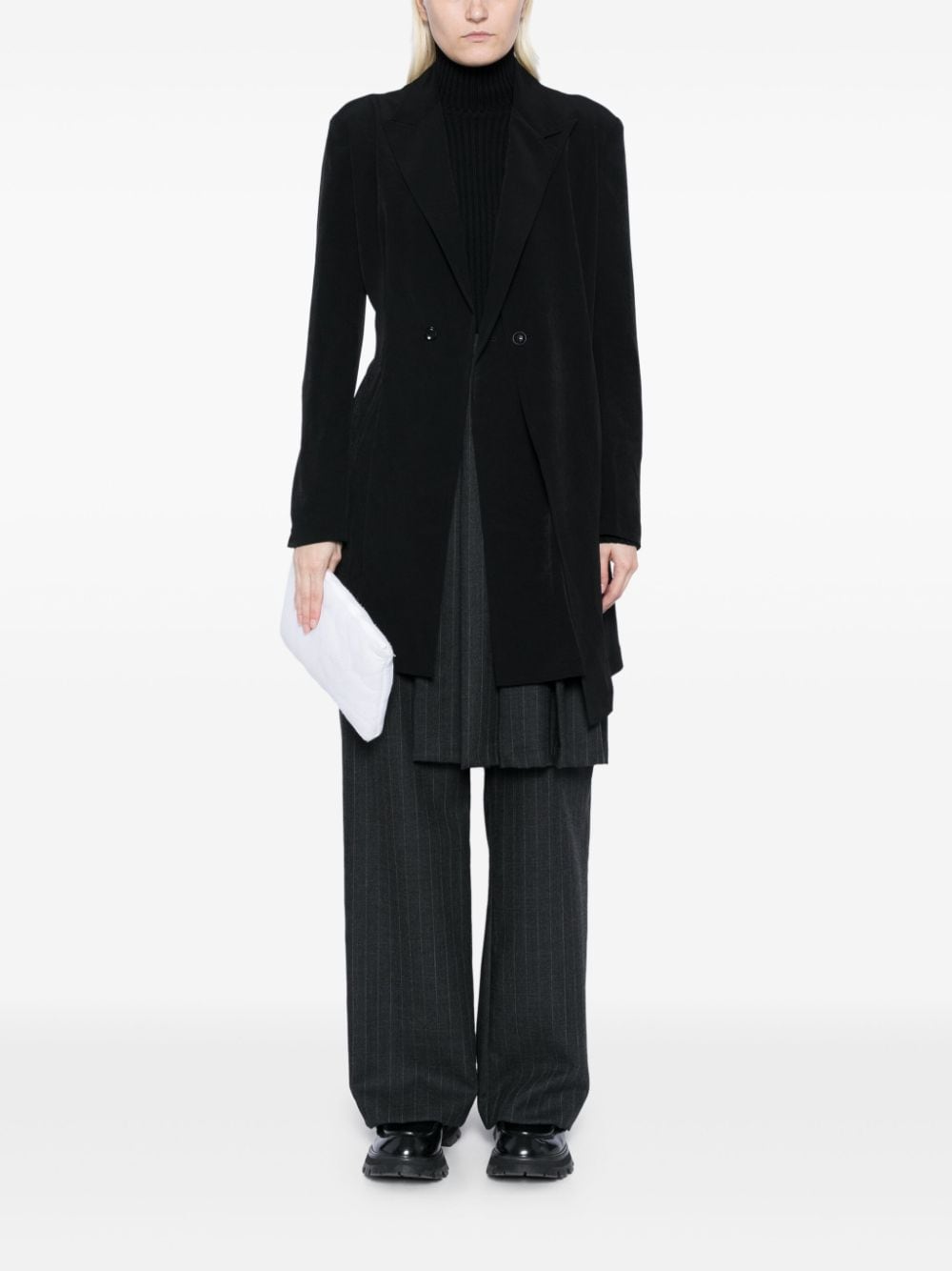 Shop Y's Asymmetric Double-front Blazer In Black