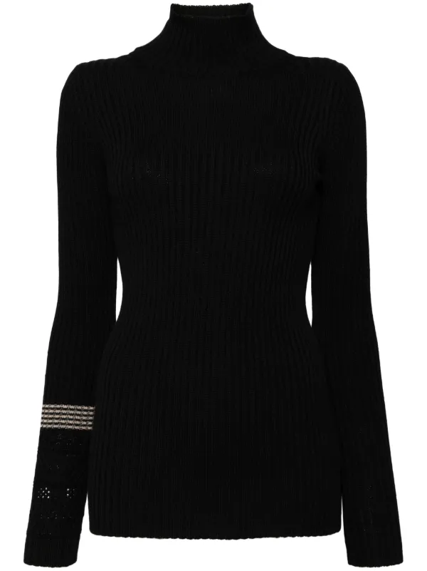 High neck black ribbed top sales