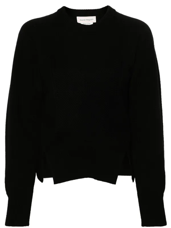 Alexander McQueen corset-style Ribbed Jumper Black