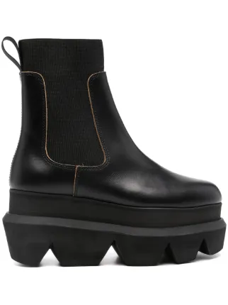 【関税込み】sacai ブラック レザー チェルシーブーツ ◇関税込◇*sacai*プラットフォーム レザー チェルシー ブーツ