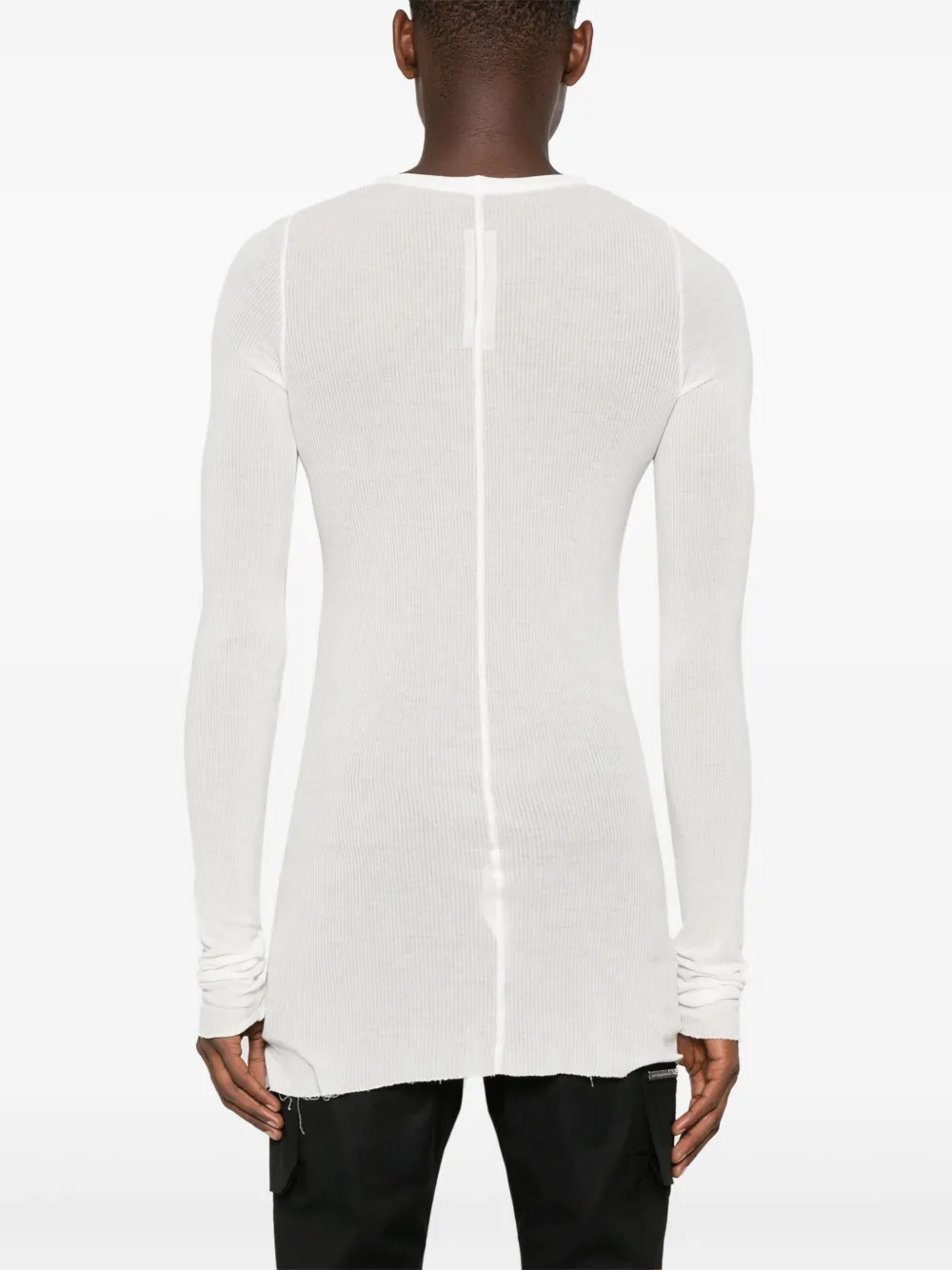 Rick Owens Geribbeld LS T-shirt Wit