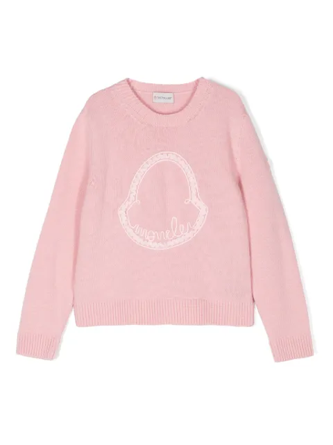 Moncler Enfant logo-embroidered virgin wool-cashmere blend jumper
