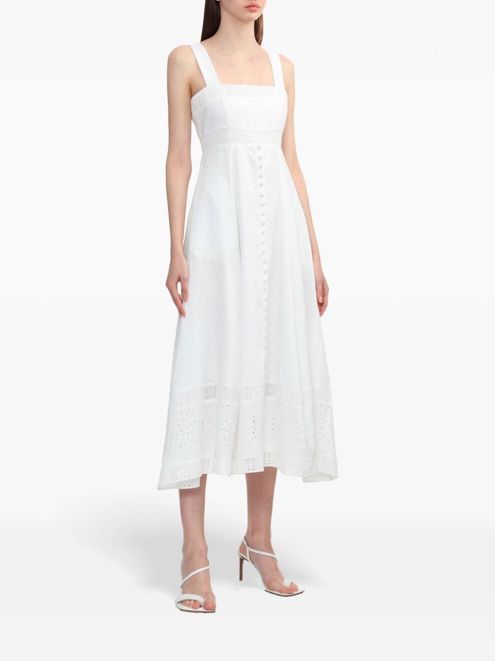 Joslin broderie anglaise sleeveless mididress - Wit