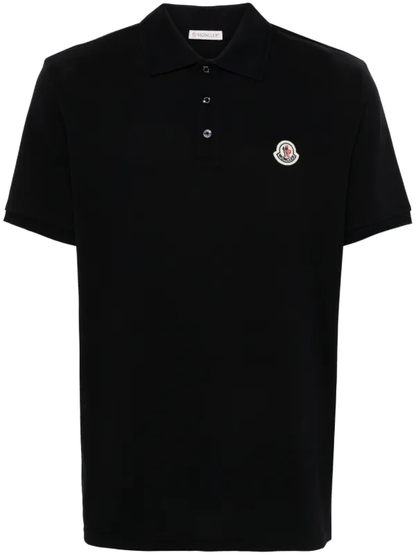 ポロシャツ MONCLER Logo embroidery polo shirt Moncler logo-embroidered Polo Shirt | Black | FARFETCH