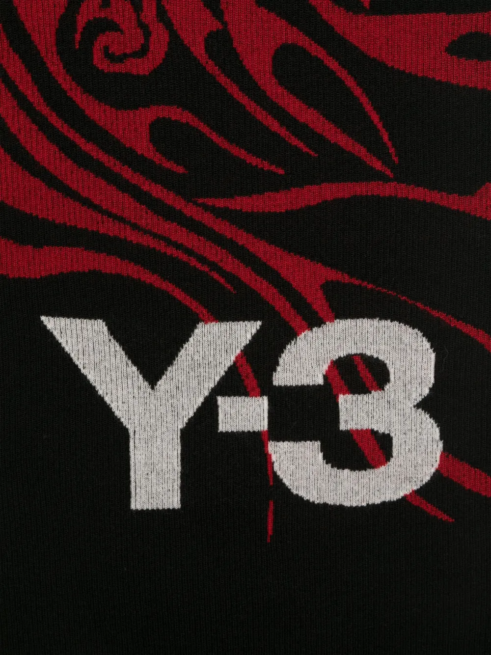 Y-3 Sjaal met logo-jacquard en franje - Zwart