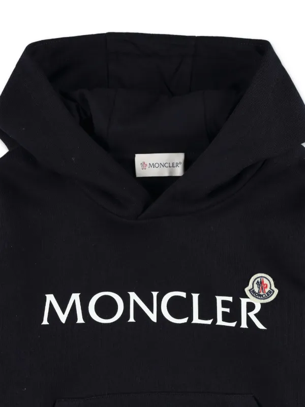 Moncler Enfant logo-patch Cotton Hoodie | Blue | FARFETCH