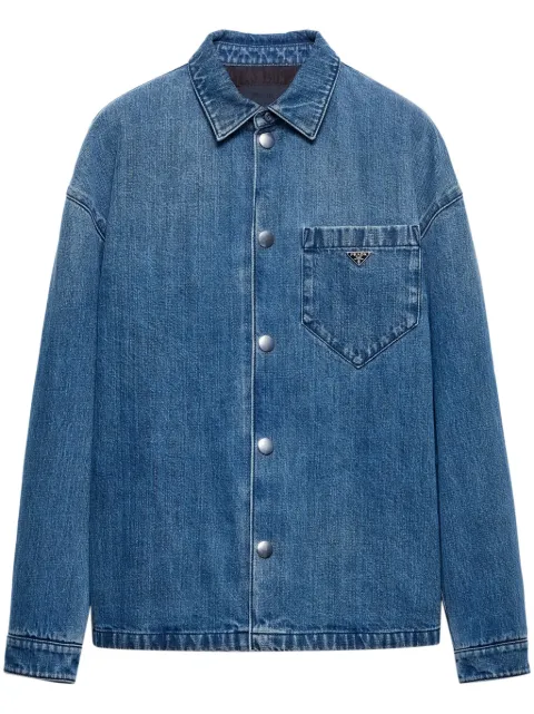 Prada enamel-triangle logo denim shirt 