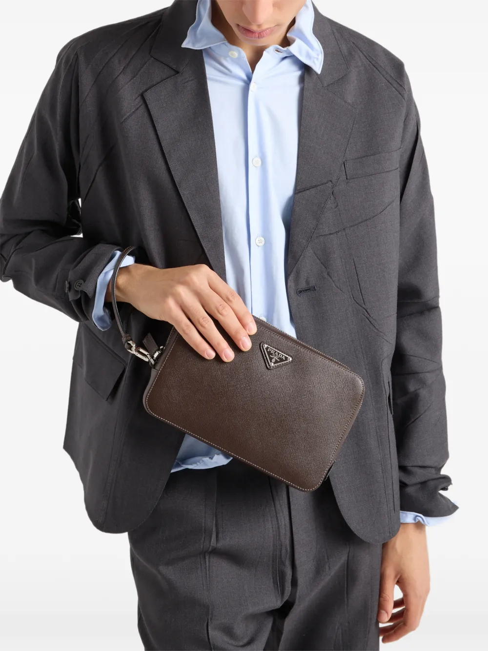 Prada Leren clutch Bruin