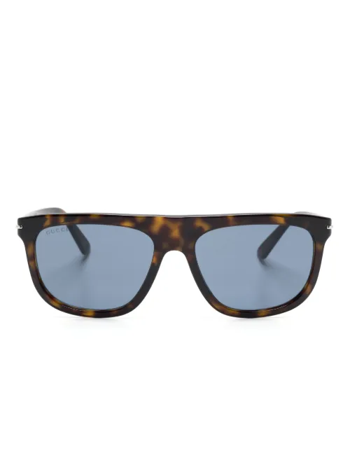 Lunettes de soleil Wayfarer à effet écailles de tortue - Gucci Eyewear - Modalova
