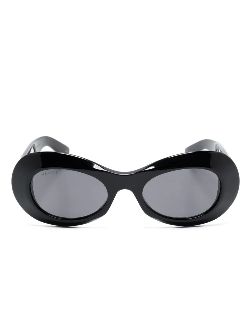 Gucci Interlocking G Oval-frame Sunglasses In Black