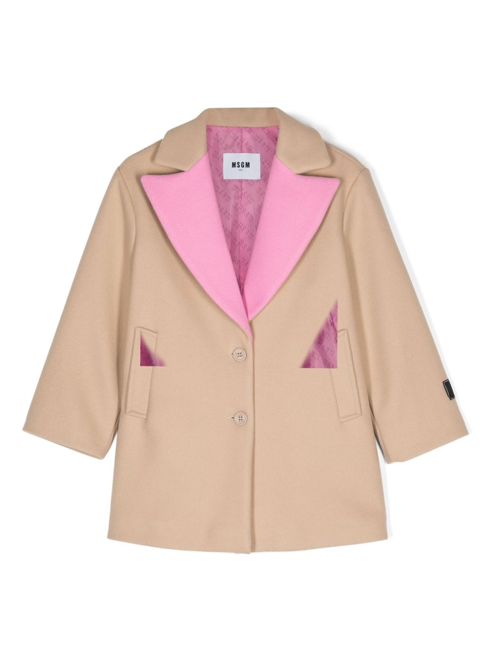 Msgm Kids' Colour-block Felted Coat In Neutrals