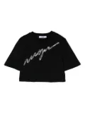 MSGM Kids sequin-logo cropped T-shirt - Black