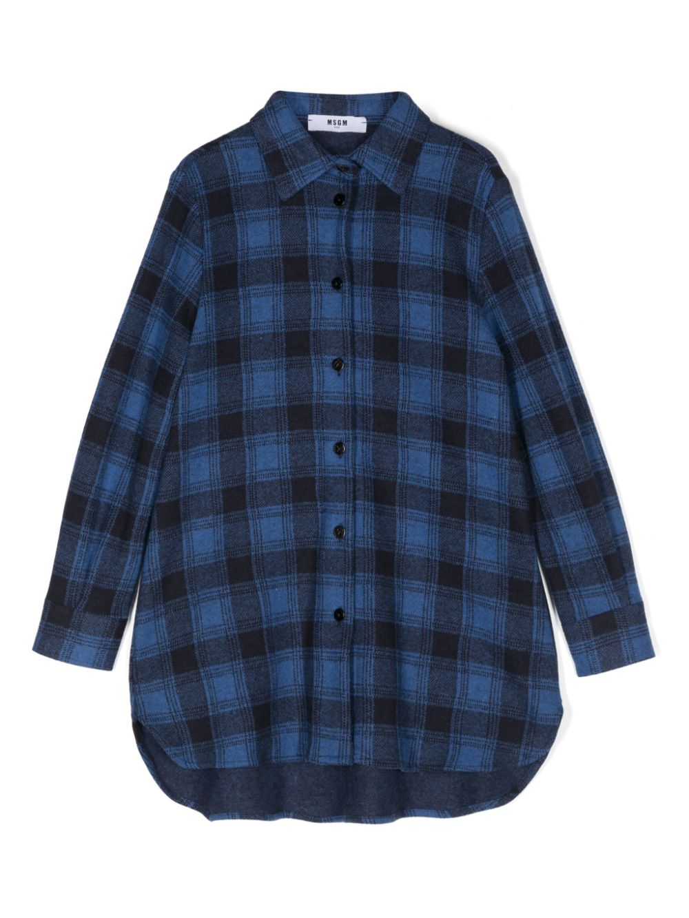 MSGM Kids checked shirt dres - Blue