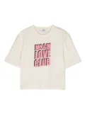 MSGM Kids flocked-logo cotton T-shirt - Neutrals