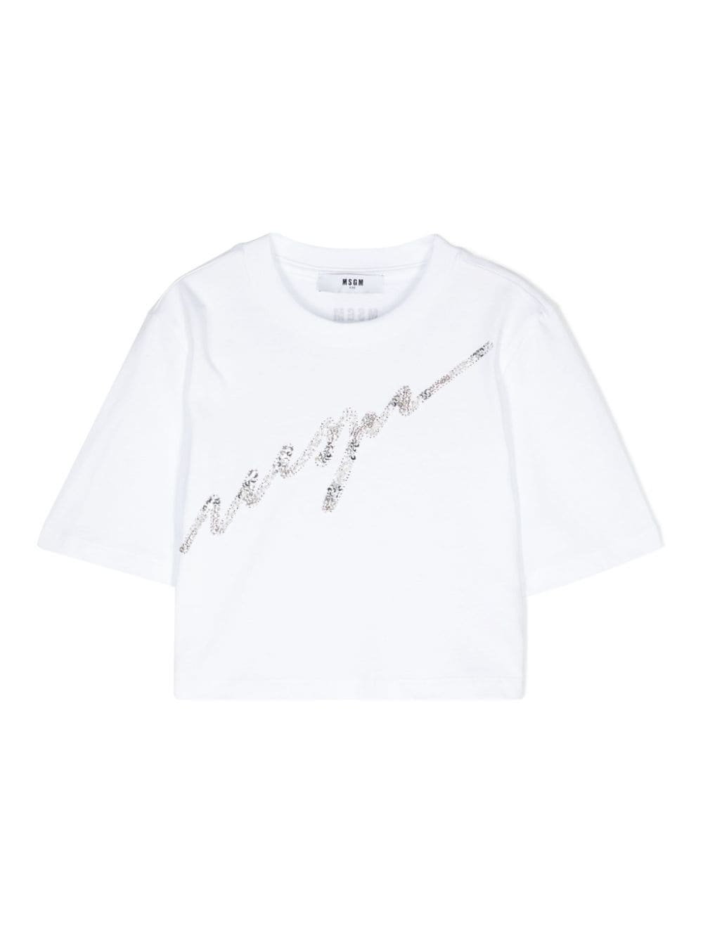 MSGM SEQUIN-LOGO COTTON T-SHIRT 