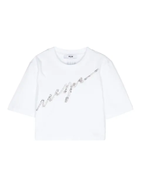 MSGM Kids playera con logo de lentejuelas