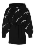 MSGM Kids logo-print hooded minidress - Black