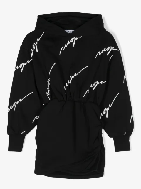 MSGM Kids logo-print hooded minidress