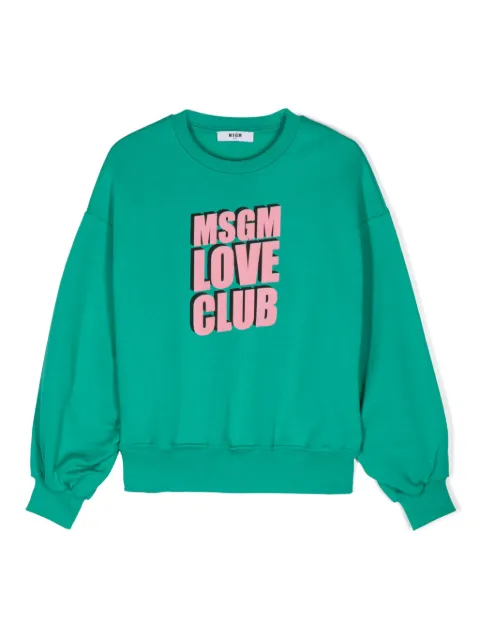 MSGM Kids flocked-logo cotton sweatshirt