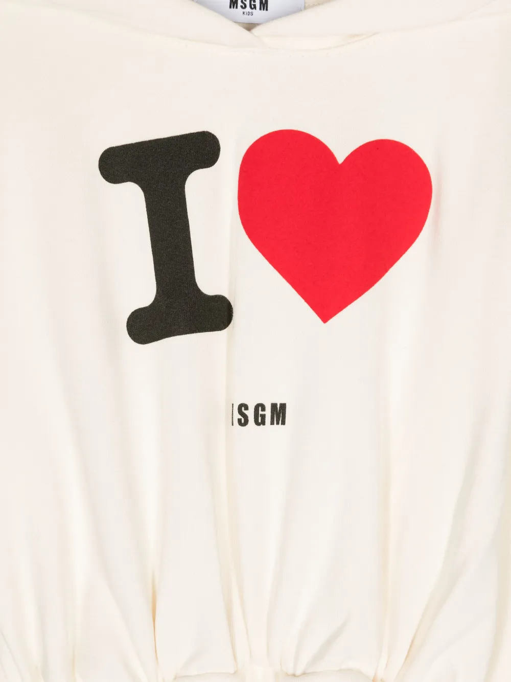 Shop Msgm Slogan-print Hooded Dress In Neutrals