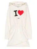 MSGM Kids slogan-print hooded dress - Neutrals