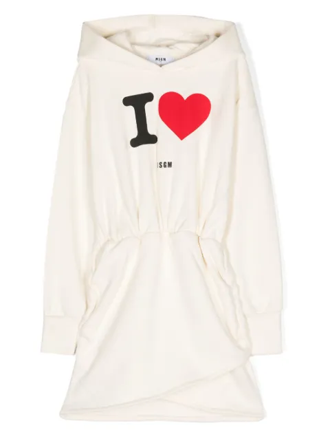 MSGM Kids slogan-print hooded dress