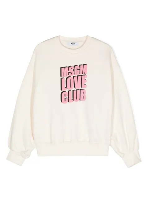 MSGM Kids flocked-slogan cotton sweatshirt