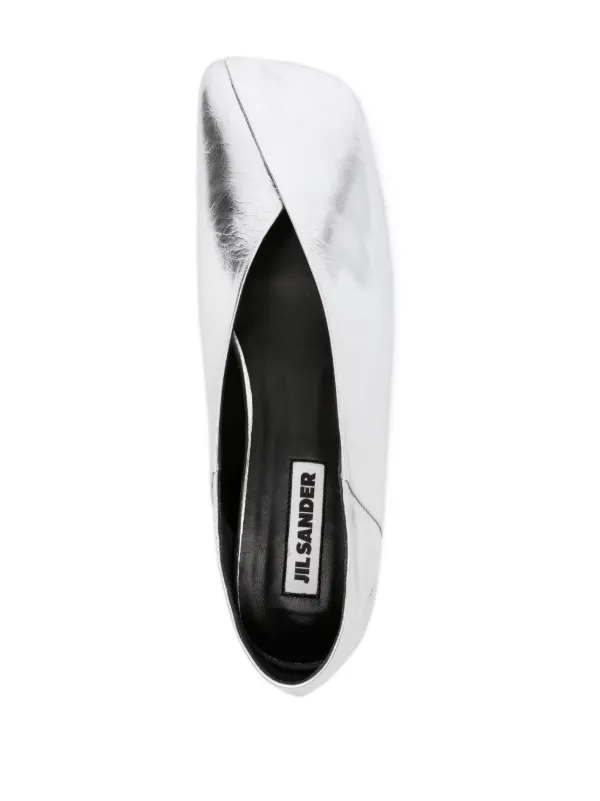 Jil Sander Metallic Leather Ballerina Shoes | Silver