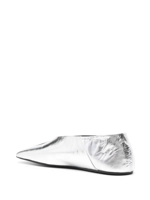 Jil Sander Metallic Leather Ballerina Shoes Silver FARFETCH IL