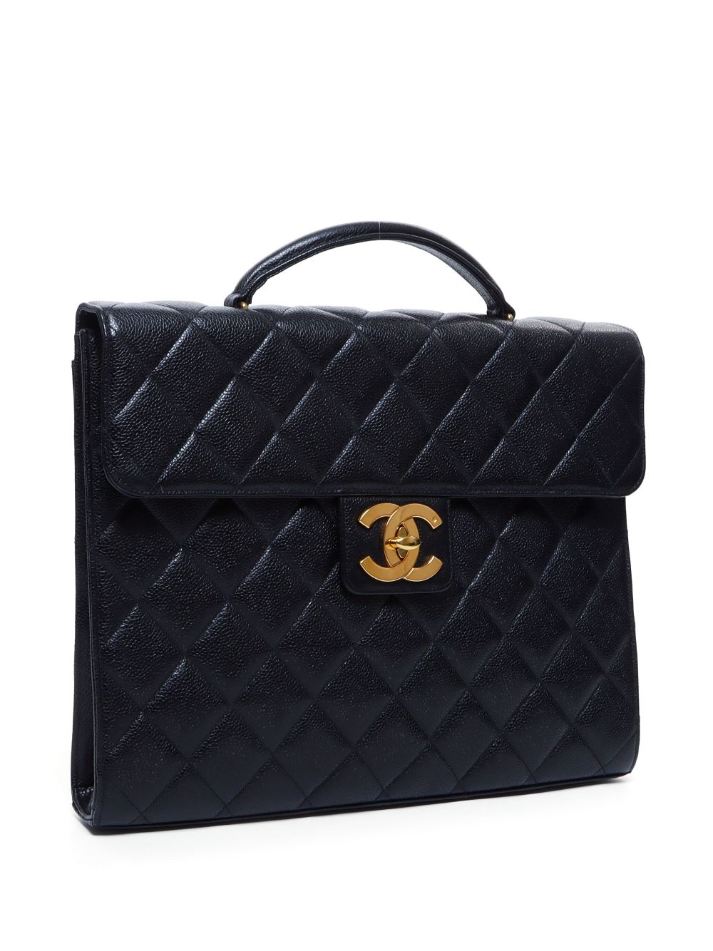 Affordable HOT SALE CHANEL 1985-1993 CC turn-lock diamond-quilted briefcase Women