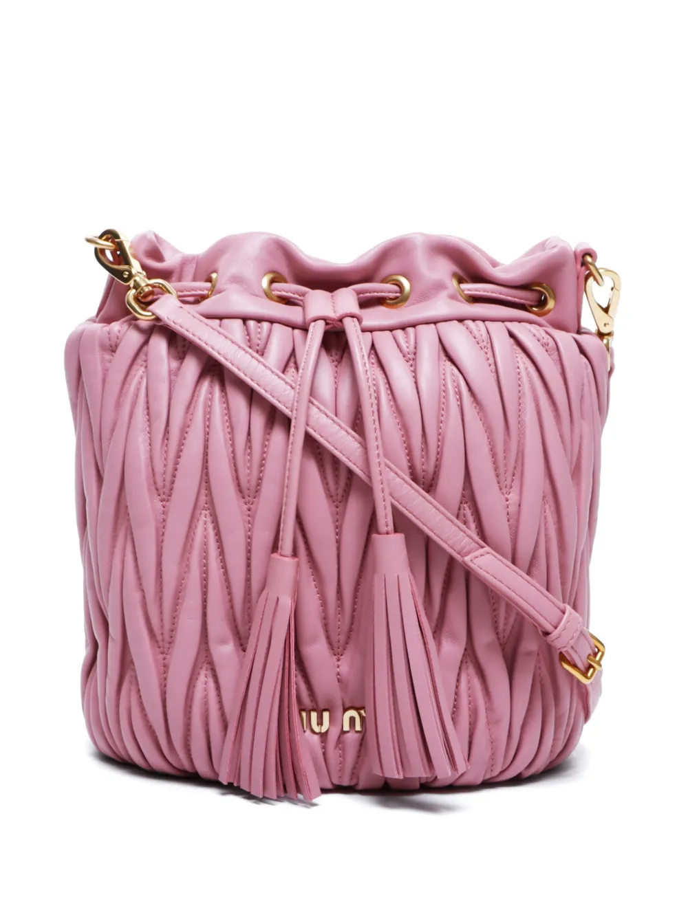Miu Miu Pre-Owned matelassé leather bucket bag | Smart Closet display picture 2