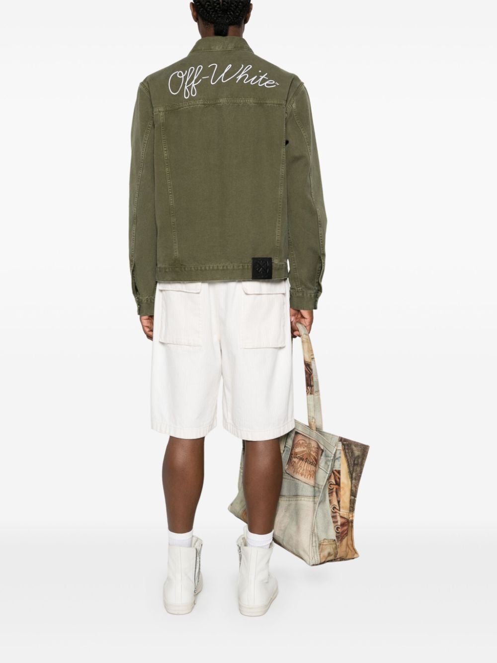 Off-White Skate button-up canvas jacket - Groen