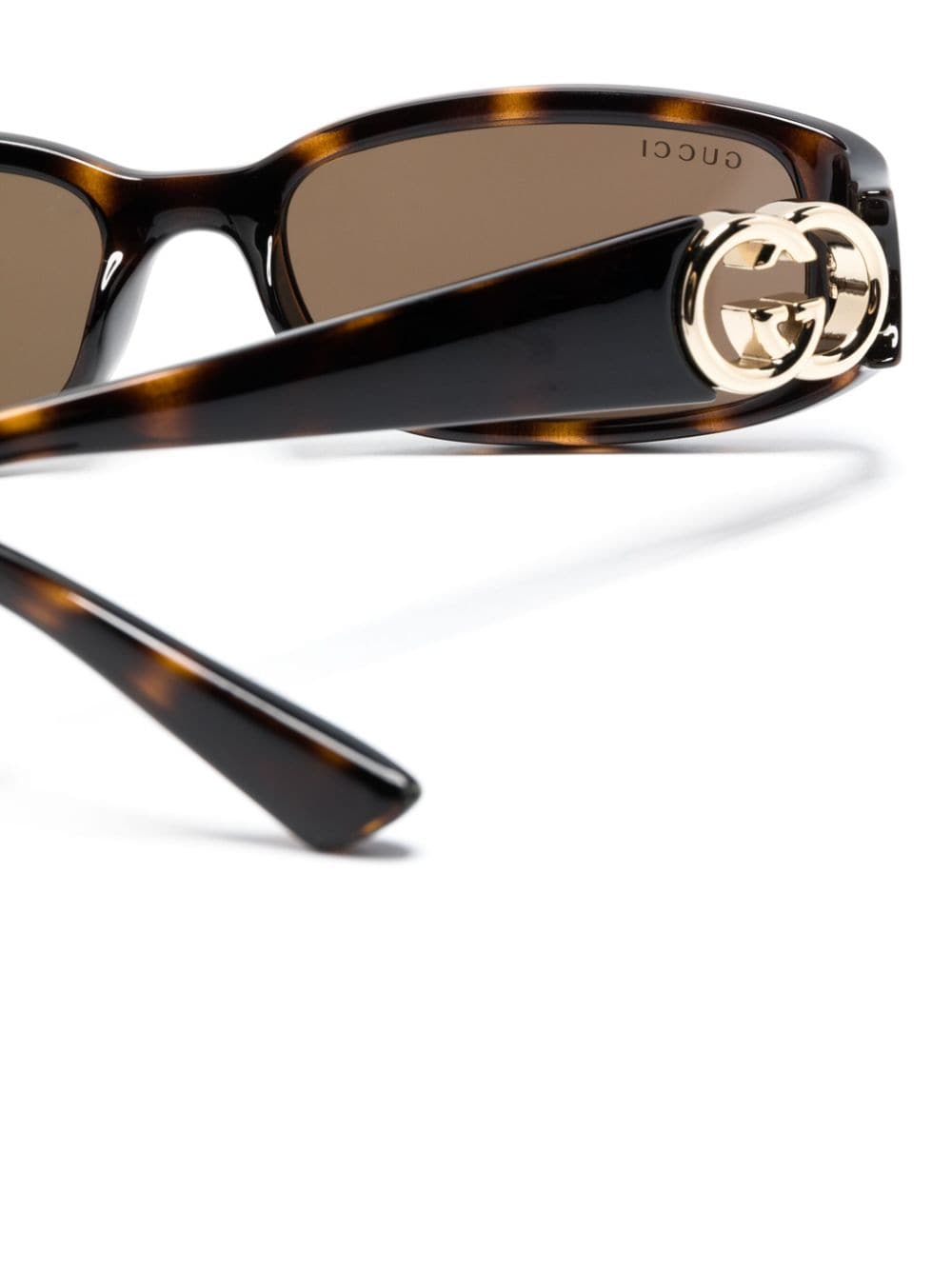 Shop Gucci Tortoiseshell Rectangle-frame Sunglasses In Brown