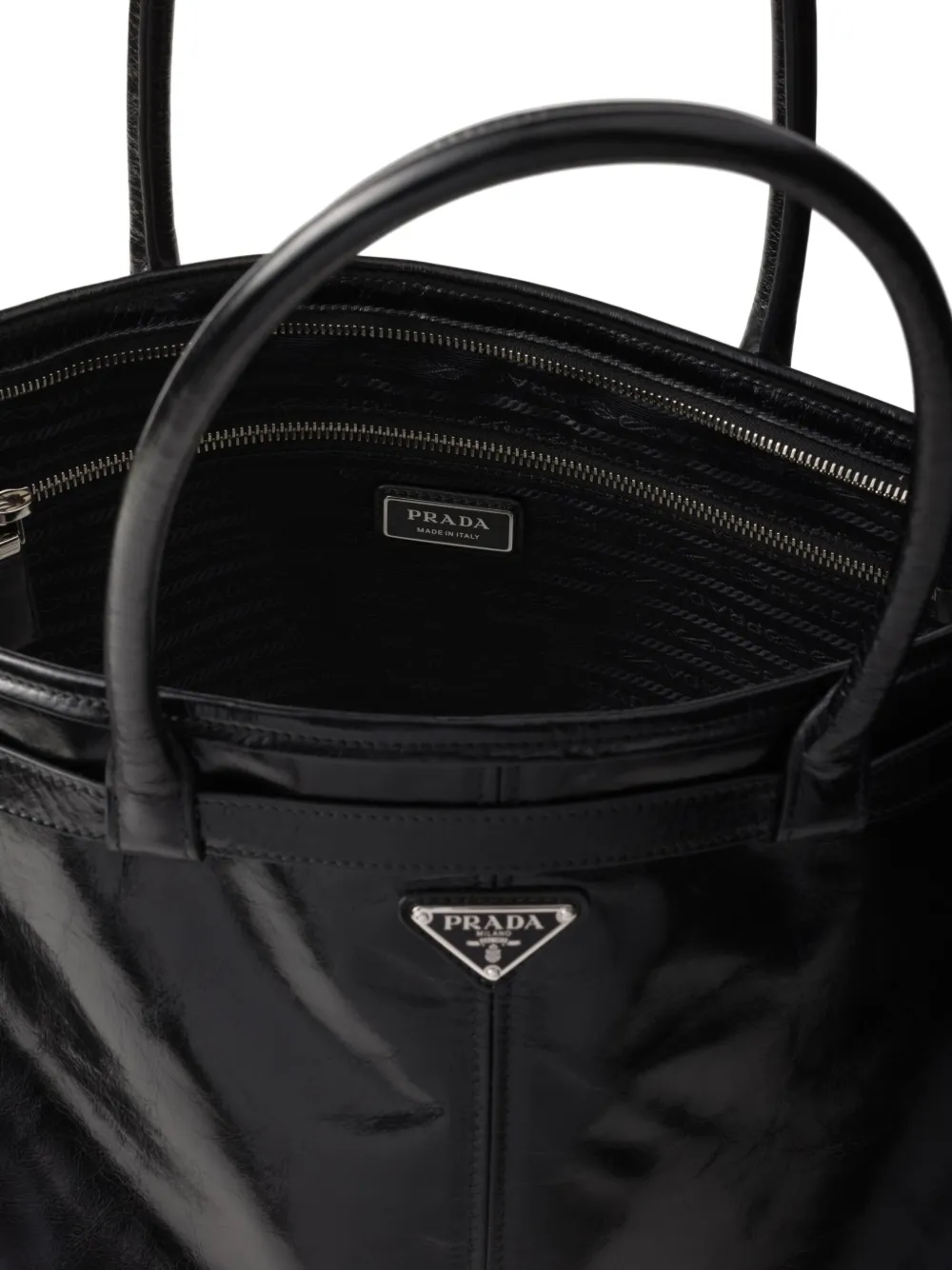 Prada Leren shopper Zwart