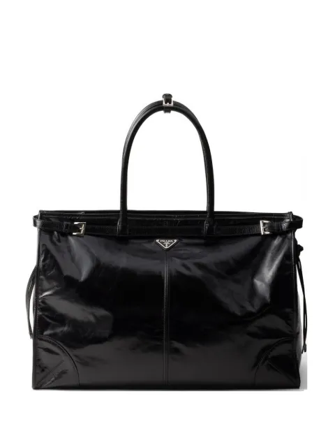 Prada Bonnie triangle-logo leather tote bag