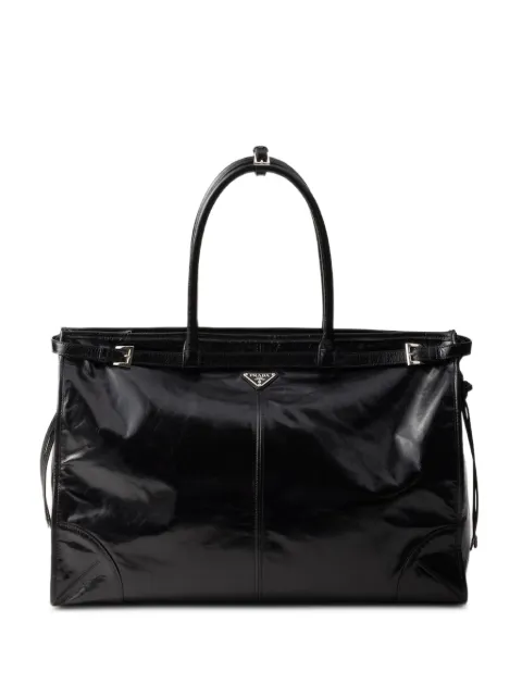 Prada Bonnie triangle-logo leather tote bag