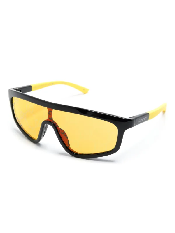 Gucci Eyewear GGパターン シールドサングラス | ブラック | FARFETCH JP